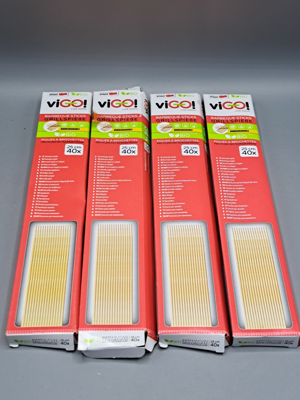 viGO! Bio Spießstangen 25cm, 4x 40 Stück, Grillspieße